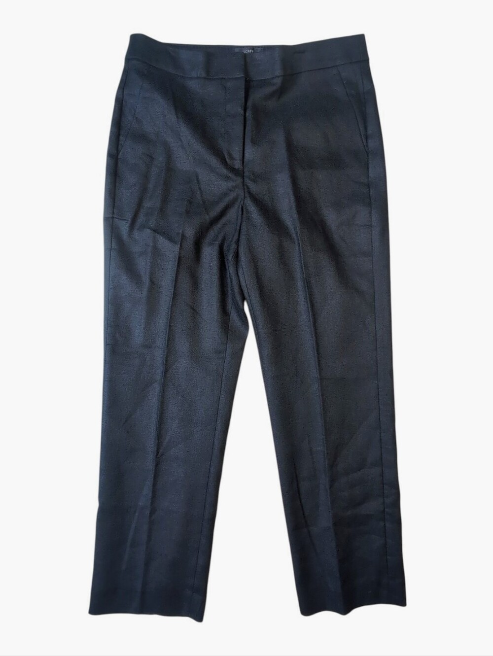 J.Crew Kate Linen Blend Trouser Pants Black Lined Straight Leg Women's Size 8